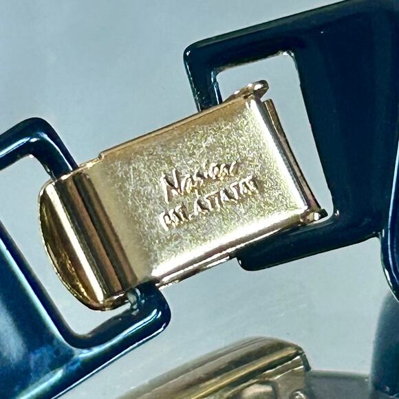 Vintage Napier Navy Blue Spiral Bead Choker Necklace, 80s Statement Jewelry - Picture 6 of 13